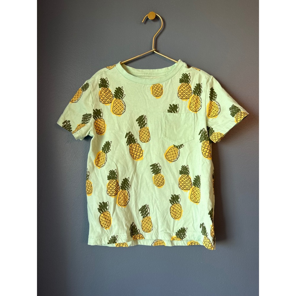 Rumi + Ryder Boys Mint Green Pineapple Print Short Sleeve Pocket Tee Shirt S 6-7